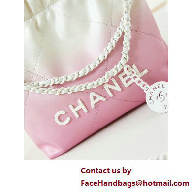 Chanel Patent Gradient Calfskin  &  Lacquered Metal CHANEL 22 Mini Handbag AS3980 White/Light Pink 2025